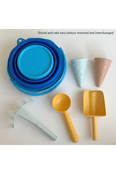 Choice 7-in-1 Blue Bucket Beach Toys Collapsible Bucket Collapsible Carrying ...
