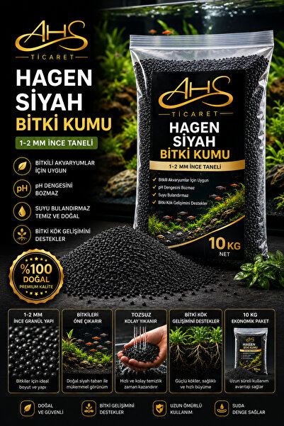 AHS 10 Kg 1-2mm Hagen Siyah Bitki Kumu Akvaryum Kumu 10 Kg