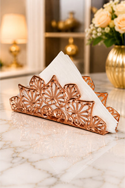 VENON Home Napkin Holder Motif Copper Metal Napkin Holder Tabletop Copper Coated