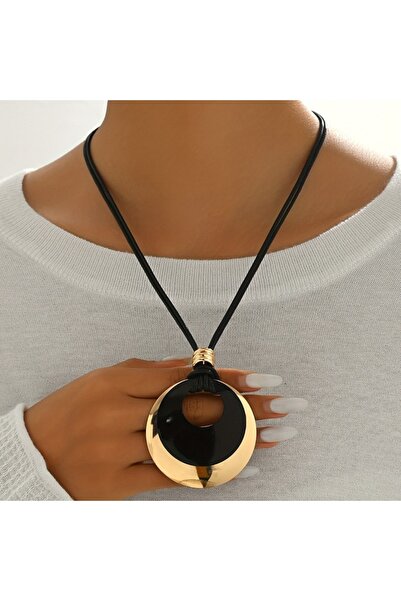 Choice YC4619-1 Personalized Retro Geometric Circular Pendant Woven Rope Neck...