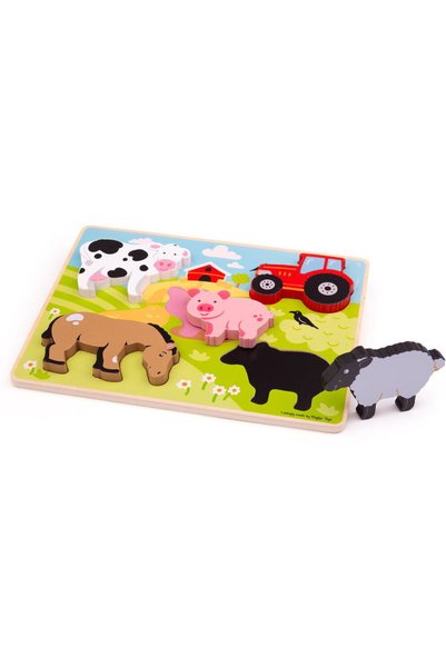 BIGJIGS Toys BigJigs Toys ξύλινο παζλ, Στον κήπο, ζώα φάρμας, 30 x 22,5 x 2,1...