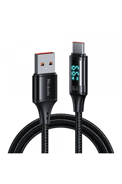 Mcdodo Cablu Date si Incarcare USB-A - USB-C CA-1080 Display, 66W, 1.2m, Negru