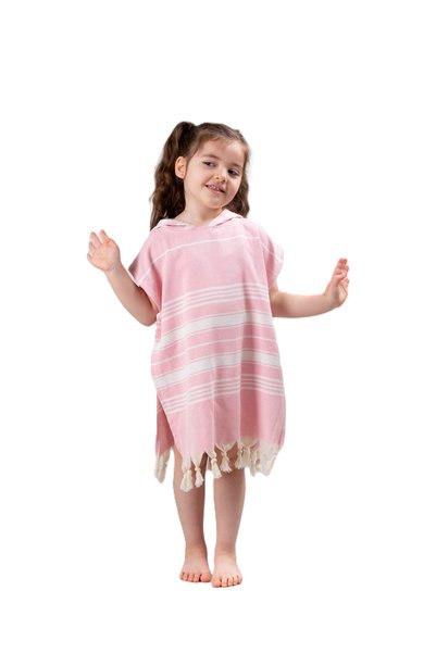 ÇARŞAF DÜNYASI Cotton Peshtemal Poncho – Children's Bathrobe Poncho for Bath and Beach