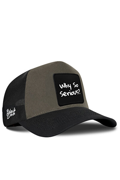 BlackBörk قبعة سائق الشاحنة ذات اللون الأسود والكاكي مع شعار Why So Serious