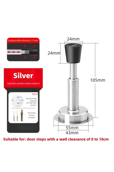 Choice6 Sliver-105mm Hydraulic Buffer Door Stopper with Strong Magnet Sleek S...