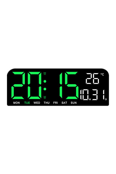 Choice Green Large LED Digital Wall Clock Temperature Date Week Display Count...