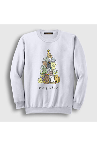Presmono Unisex bela majica za Novu godinu "Merry Catmas" mačka 270128tt
