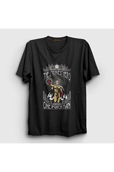 Presmono Unisex crna najjača anime majica One Punch Man T-shirt 240798tt