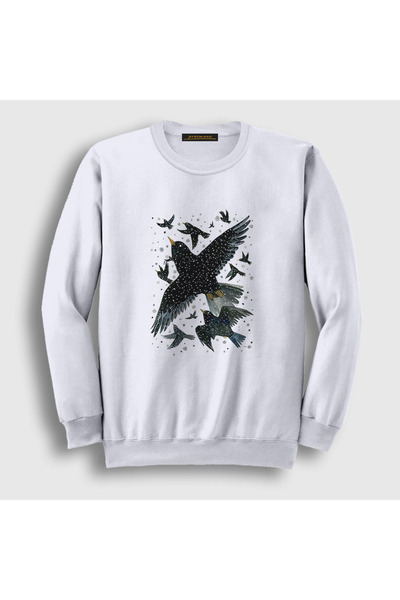 Presmono Unisex bela majica sa motivom krda ptica 321391tt