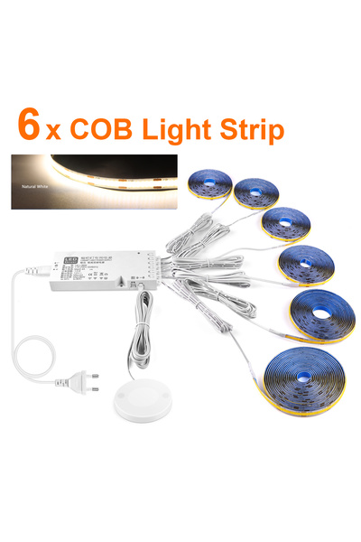 Choice 1M Set EU Plug 6PCS LED-NW Smart Dimmable COB LED Strip Touch Sensor L...