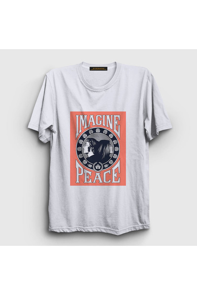 Presmono Unisex beli Peace Beatles John Lennon T-shirt 34962tt