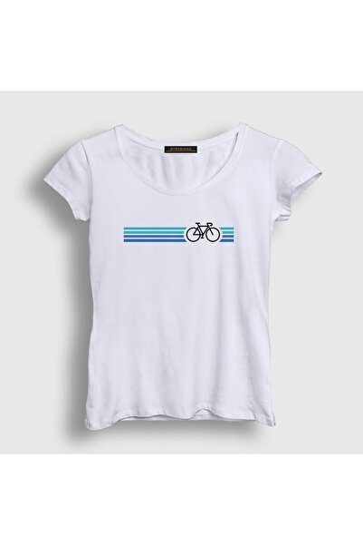 Presmono Women's White Stripes Bike Gift Bicycle T-Shirt 614323Tt