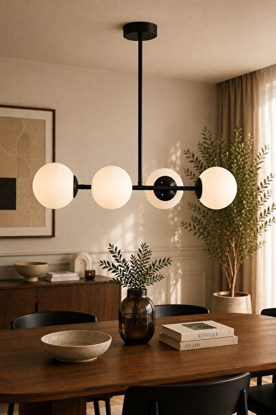 Apliqa Lema 4xE27 Black Lustra Modern Chandelier