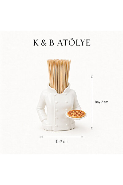K&B ATÖLYE Pizza Şefi Kürdanlık Dekoratif Mutfak Aksesuarı