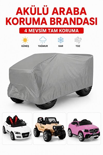 Gri Akülü Araba Brandası Araç Çocuk Akülü Oto Koruma Kılıfı Örtüsü Su Geçirmez 4 Mevsim