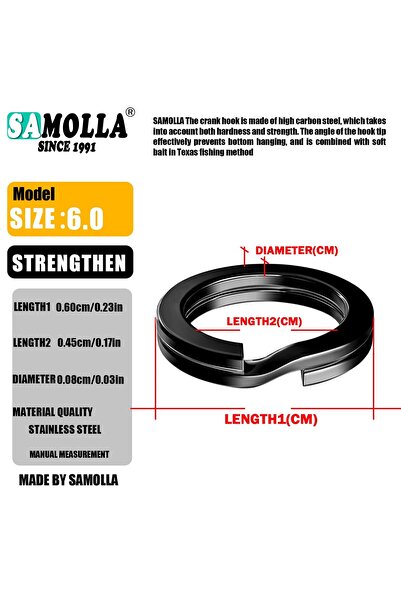 Choice black 6mm 100pcs 100pcs Fishing Split Rings Stainless Steel 3.5-12MM H...