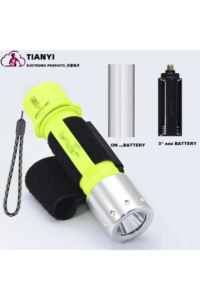 Choice 18650 Lithium Battery Fixed focus YELLOW NO BATTERY Diving Flashlight ...