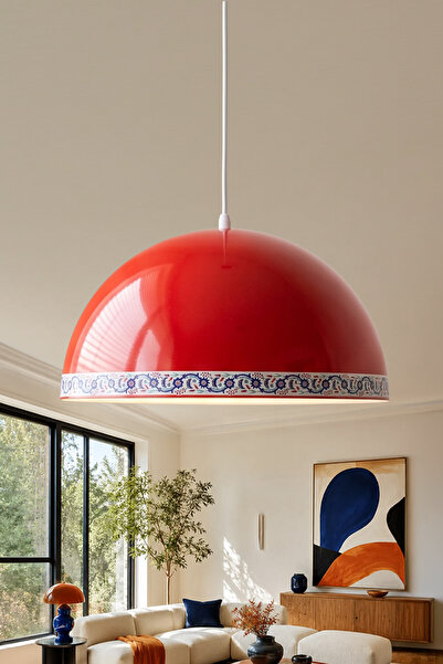 Marrien Luna Tile Modern Tekli Turuncu Metal Sarkıt (35 cm) Salon, Mutfak & C...