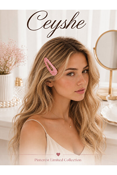 CeyShe Pinterest Glittery Pink Shiny Design Large Claw Clip Snap Hair Clip