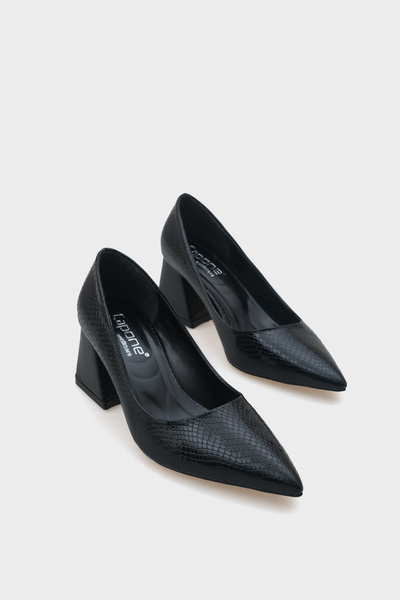 Capone Outfitters Schwarze Damenschuhe mit mittelhohem Absatz und weicher gep...