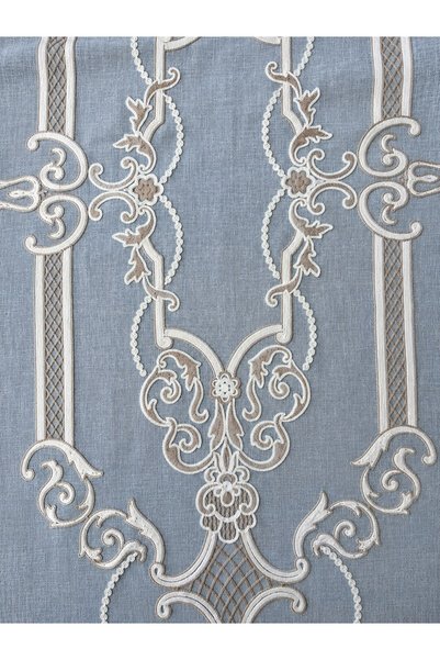 CASA NATURALE Linen Look Embroidered Panel Curtain Beige (Measurements Width X Length)