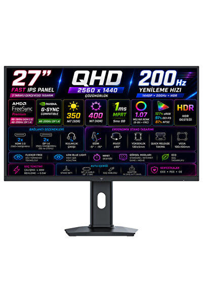 KTC H27T7P 27" 1ms MPRT 210Hz (2xHDMI+2xDisplay) HDR400 FreeSync + G-Sync Fas...