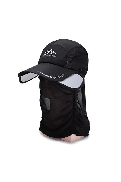 Choice black 360 ° portable fishing sun hat, outdoor cycling and hiking sun p...