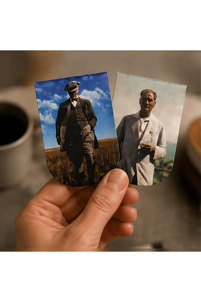 Pagos Yayınları Atatürk 2'li Mıknatıslı Kitap Ayracı(4X6 CM/350 GR. KUŞE MAT ...