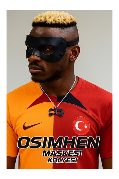 Herşey Nota Victor Osimhen Maske Kolyesi – Metal Siyah Renk 60 cm Zincirli