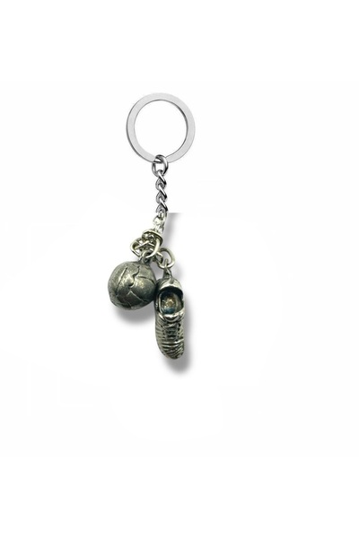 Herşey Nota Keychain with Football Boots and Football Figure – Silver Color S...
