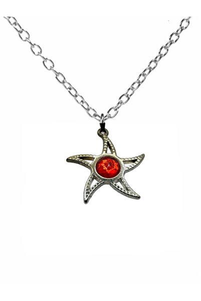 Herşey Nota Red Stone Starfish Women's Necklace – Elegant Jewelry with 60 cm ...