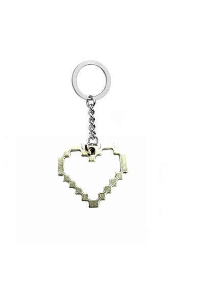 Herşey Nota Pixel Heart Heart Unisex Silver Color Keychain