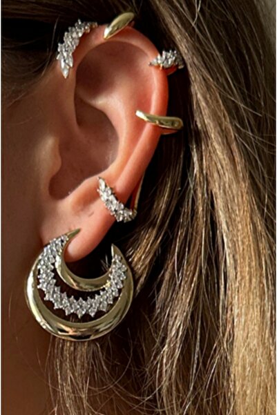 Nazellaa Gold Plated Zircon Stone Cartilage Earrings