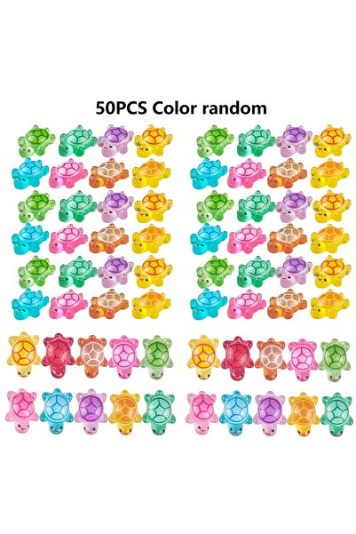 Choice 50pcs 50/100 Pcs Cute Mini Luminous Turtle Ornaments Glowing in The Da...