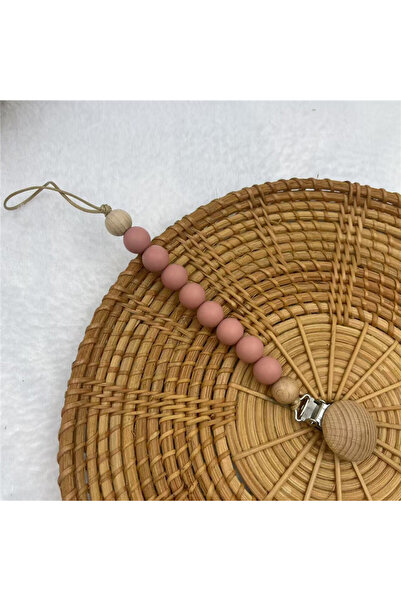 Choice6 Mauve Beech Wood Chew Silicone Bead Pacifier Clips Dummy Chain Holder...