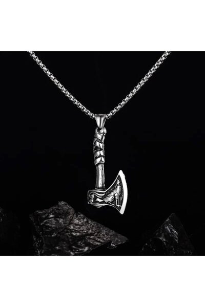 Herşey Nota Viking balta kolye Retro İskandinav Rune Howling çelik