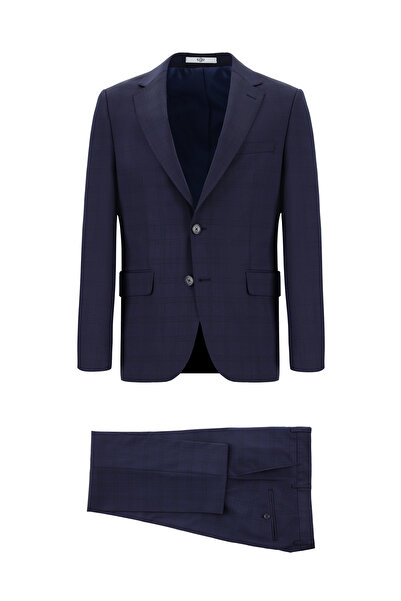 Kiğılı 7 Drop slim fit Dar croială Costum în carouri din lână