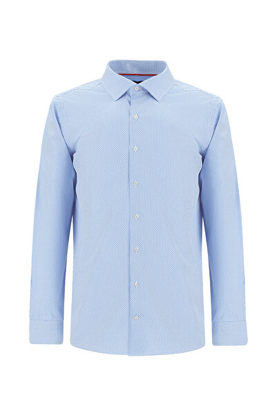 Abdullah Kiğılı Long Sleeve Slim Fit Slim Fit Patterned Cotton Shirt