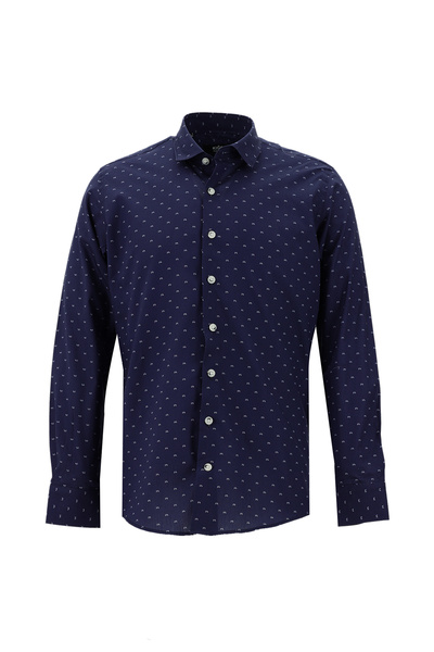 Kiğılı Long Sleeve Printed Slim Fit Slim Fit Cotton Shirt