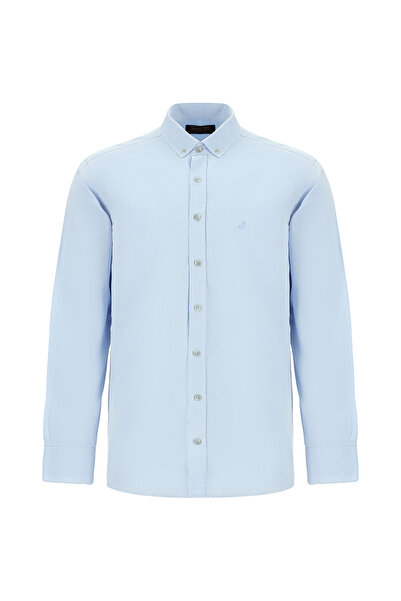 Abdullah Kiğılı Long Sleeve Regular Fit Cotton Button Lapel Oxford Shirt