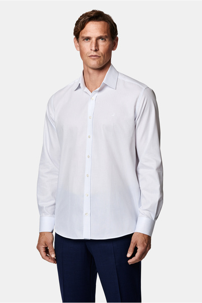 Abdullah Kiğılı Long Sleeve Classic Striped Embroidered 100% Cotton Shirt