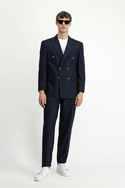 Kiğılı 4 Drop Relaxed Fit Comfortable Cut Striped Double-Breasted Suit
