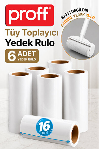 Proff 6 Adet XL Yüzey Tüy ve Toz Toplayıcı Yedek Rulo Kedi Köpek Tüy Alıcı (S...