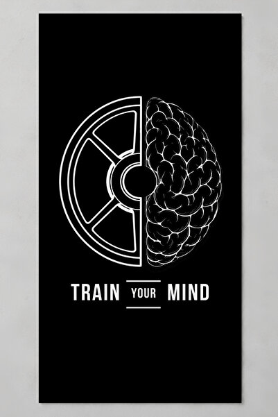 Luvis Store Train Your Mind Written Sports and Fitness Towel 50X100 cm - Black