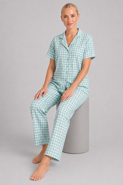 FİT WOMEN Set de pijamale cu mânecă scurtă din țesătură Kare cu model Bürümçü...