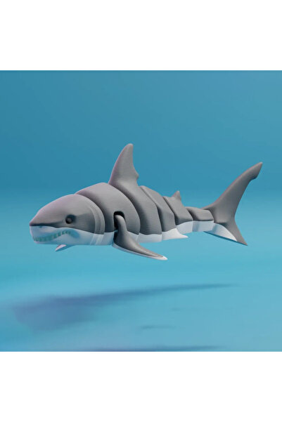 Choice4 White Shark-1PCS 3D Printed Small Animal Flexible Simulation Shark, K...