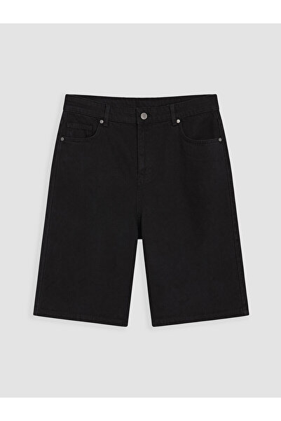 LC Waikiki Xside Black Relax Fit Gabardine Men's Shorts