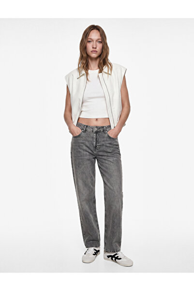 Koton Cotton Straight-Leg Washed Regular Waist Denim Trousers - Straight Jeans