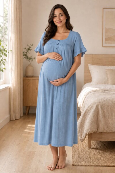 ByLohusa Cămașă de noapte pentru maternitate și postpartum, cu mânecă scurtă,...
