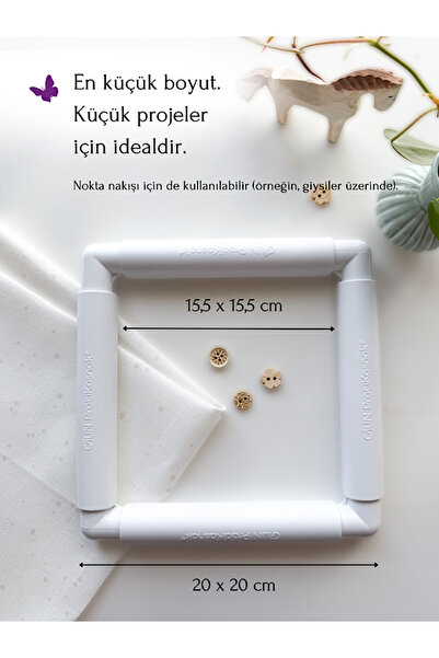 Hobianna Câlın Nakış Kasnağı 20x20 - Beyaz / Calin Snap Frame